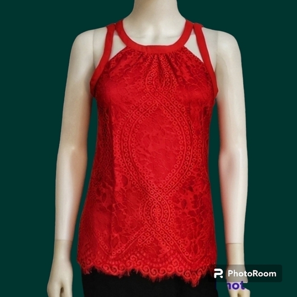 3/$30 EXPRESS Peekaboo Lace Strappy Pleated Camisole Slip Valentine's Blouse - Picture 1 of 8